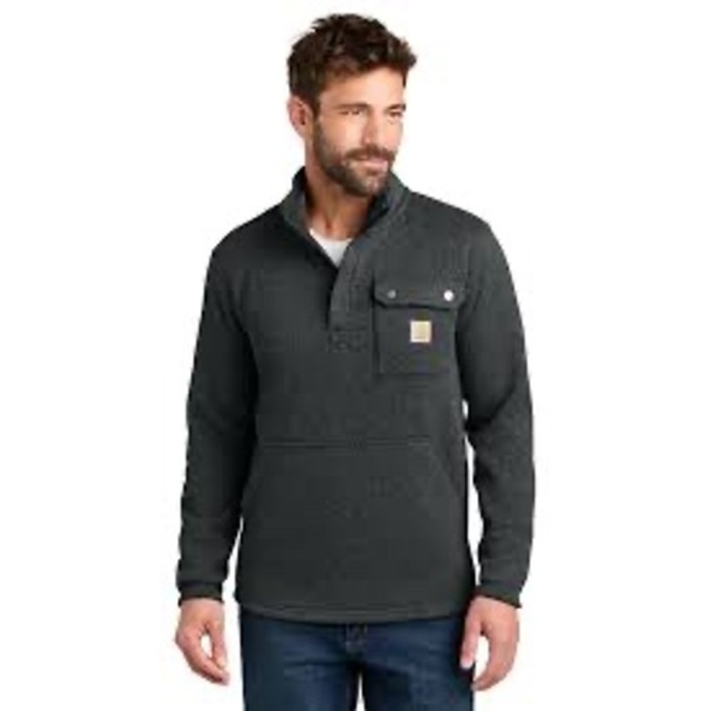 Carhartt Mens Relaxed Fit Mid-weight Quarter Zip Pocket Fleece Sweater Gray M